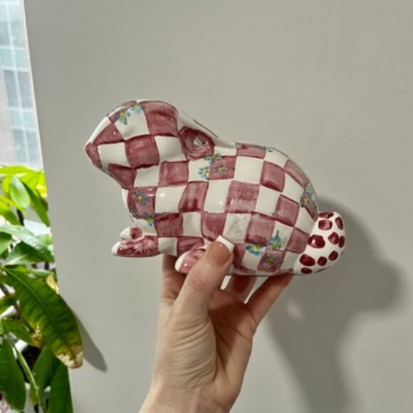 MacKenzie-Childs Other - Mackenzie Childs Pink & White Quilted Bunny Bank